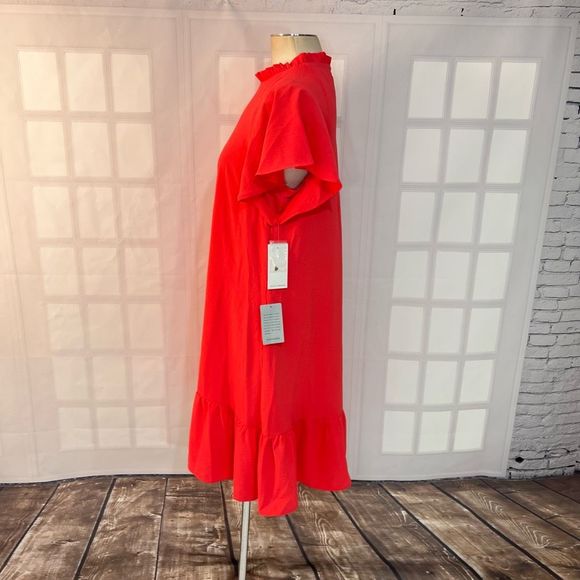 Julia Jordan NWT Nordstrom’s salmon pink ruffle hem midi dress size 12 - Picture 7 of 9